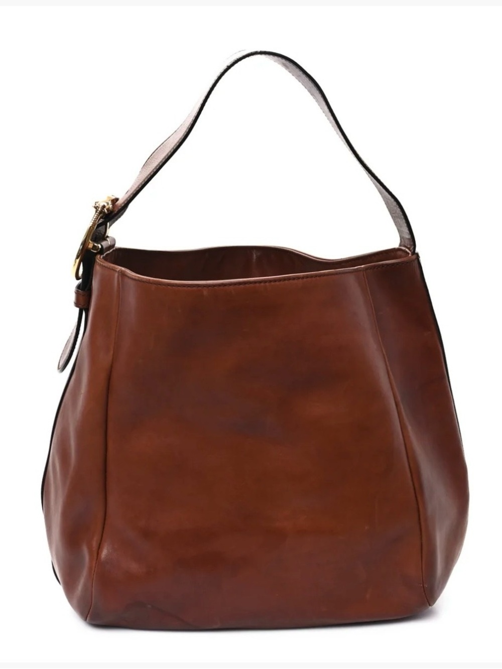 Washed Soft Calfskin Ribot Horse Heads Hobo Marrone Medio